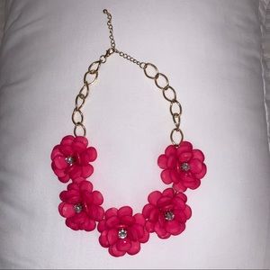 Pink flower statement necklace
